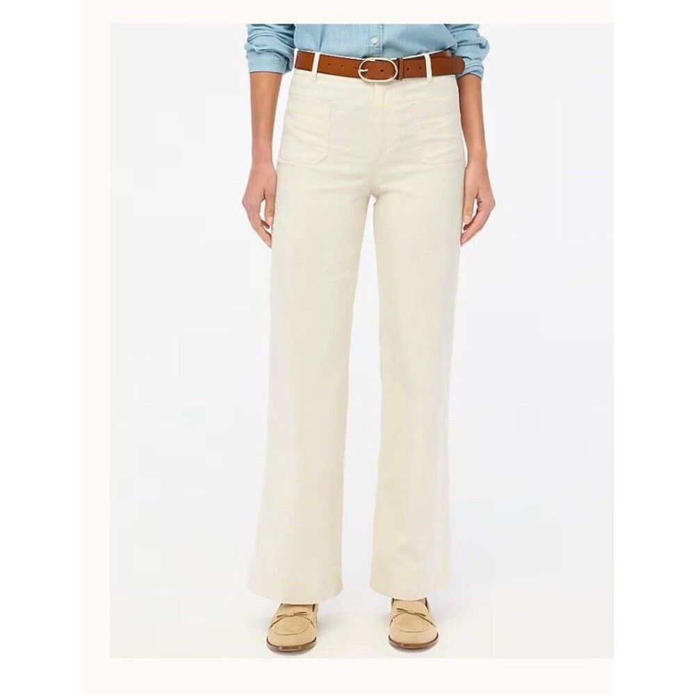 🤍 New J.Crew Lizzie High-Rise Wide-Leg Pants – Natural – Size 34 – NWT $98 - Picture 4 of 5